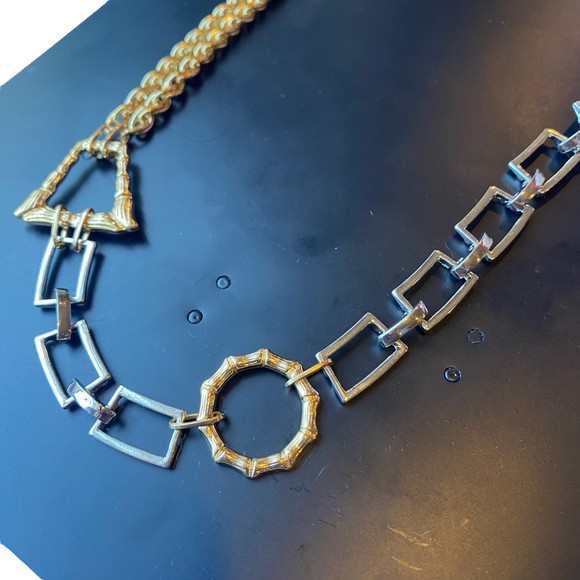 Zerina Akers for Bar III Two-Toned Geometric Link Necklace NWT - Picture 2 of 5